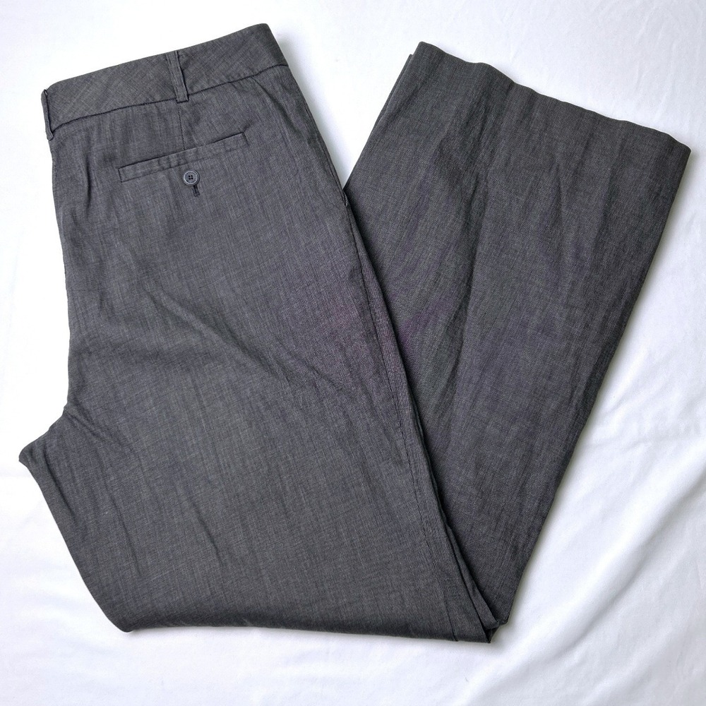 Talbots Womens Signature Wide Leg Cotton Stretch Dress Pants Size 16 Grey Office